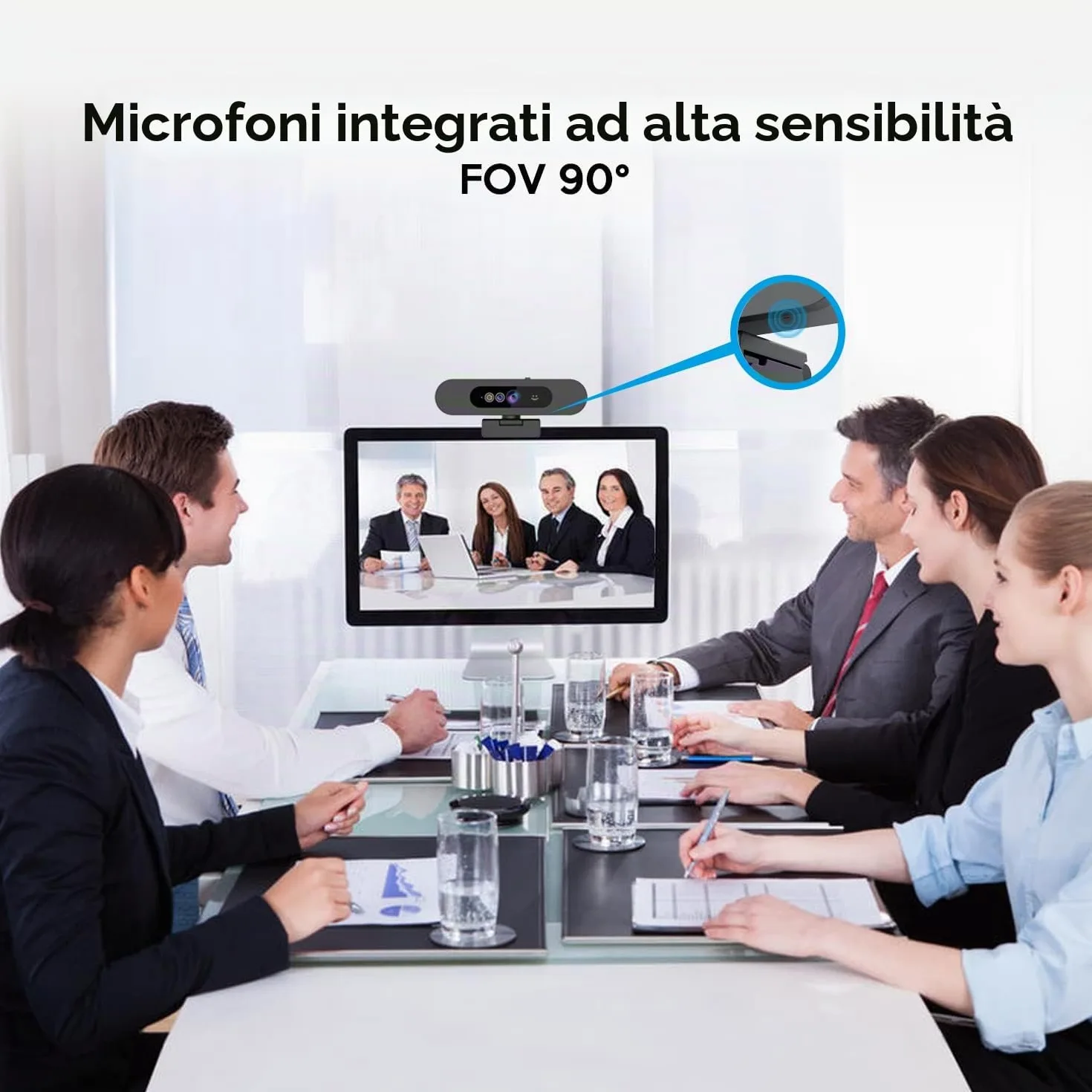 TOALLIN Webcam 1080P per Windows Hello, Fotocamera per riconoscimento facciale, Web cam compatibile con Windows Hello con microfono, Fotocamera per computer, Webcam grandangolare per videochiamate