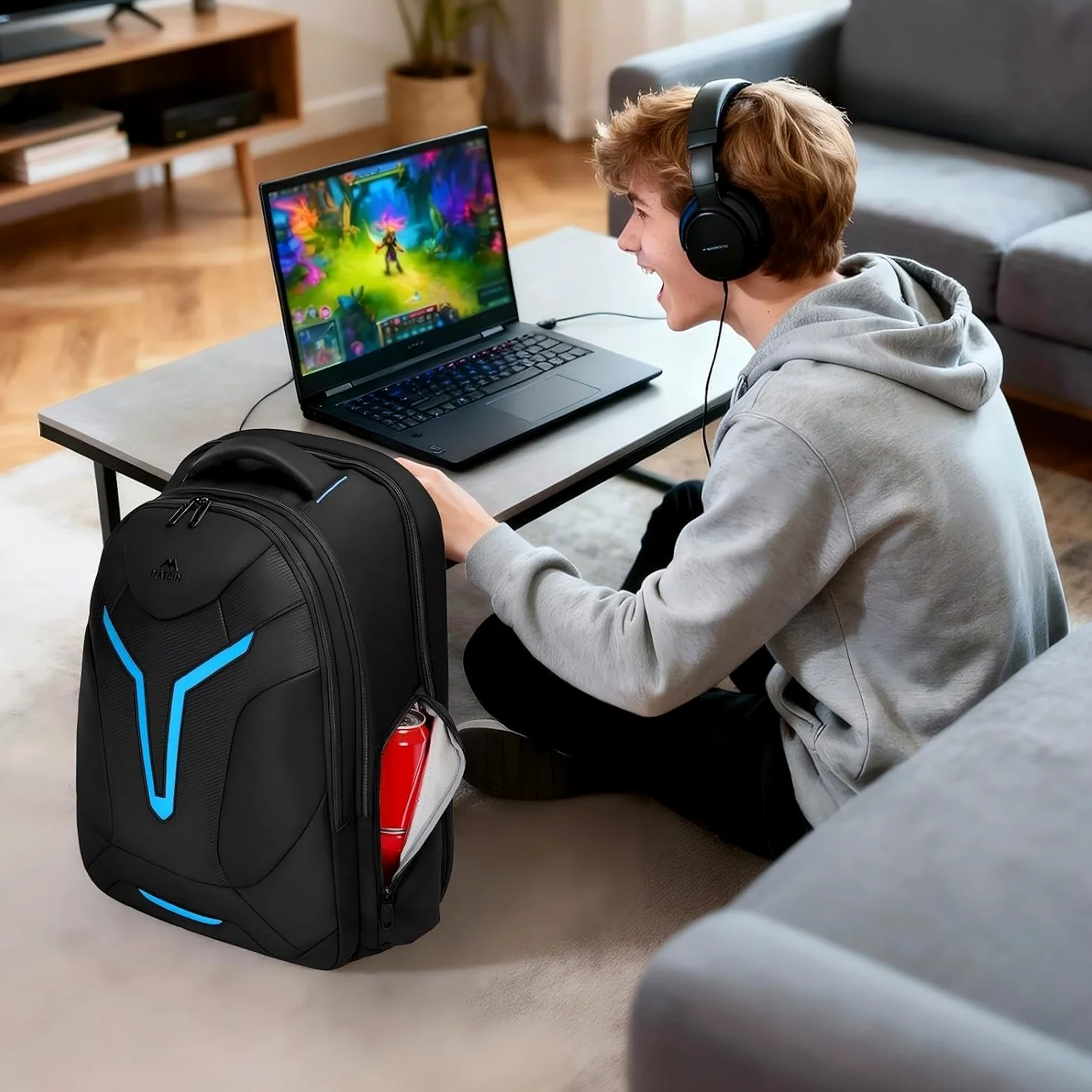 MATEIN Zaino Porta PC 18.4 Pollici, Zaino Uomo Grande per Laptop da Gaming | Grande Zaino Lavoro Uomo 55L, Zaino Impermeabile con Copertura Rimovibile, Business Backpack for Men, per Ufficio, Università