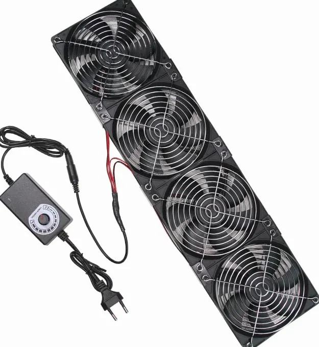 Confezione da 4 ventole per PC da 120 mm con adattatore di rete da 230 V, ventola senza spazzole da 12 V con regolatore di velocità continuo, ventola silenziosa per computer, server, PC da gioco