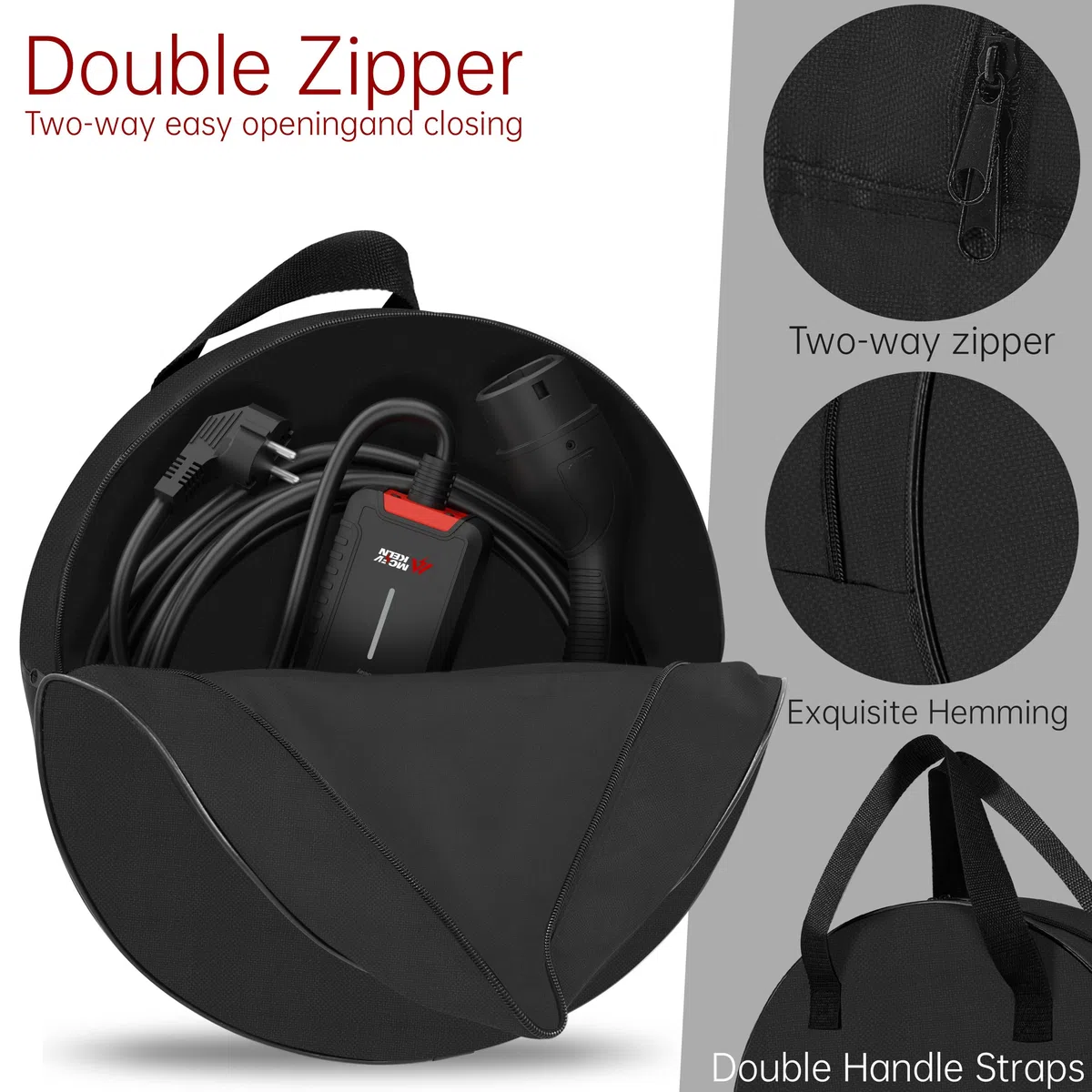 Borsa per Cavi di EV - Portatile per Cavo di Ricarica Auto Elettrica | Tessuto Oxford | Grande Capacità Organizer per tutti i Cavo di Prolung, Dimensioni 40 * 40 * 13 cm