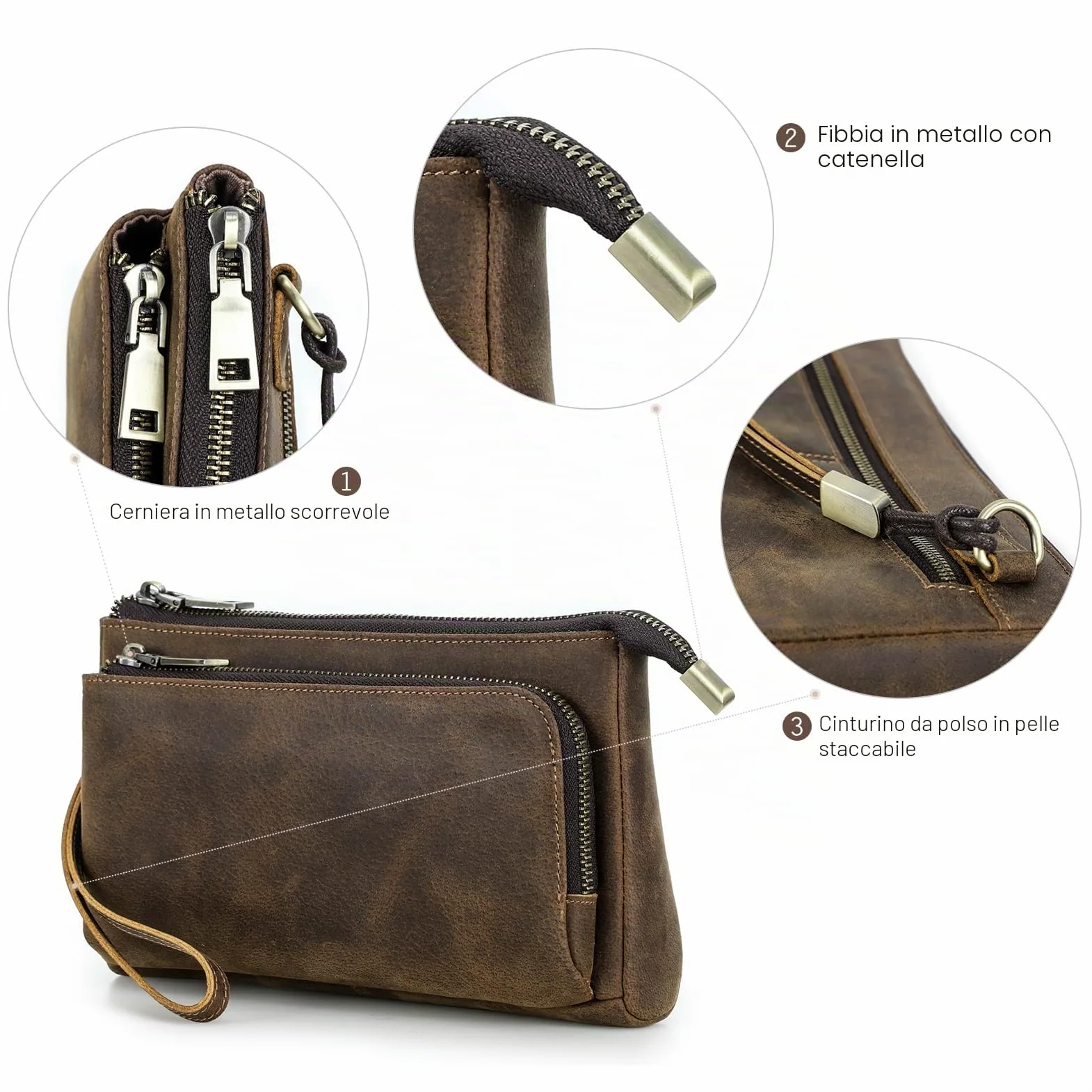 CONTACT'S FAMILY Borsa Organizer Elettronica, Accessori Tecnologici, Borsa Organizer per Cavi da Viaggio (Caffè)
