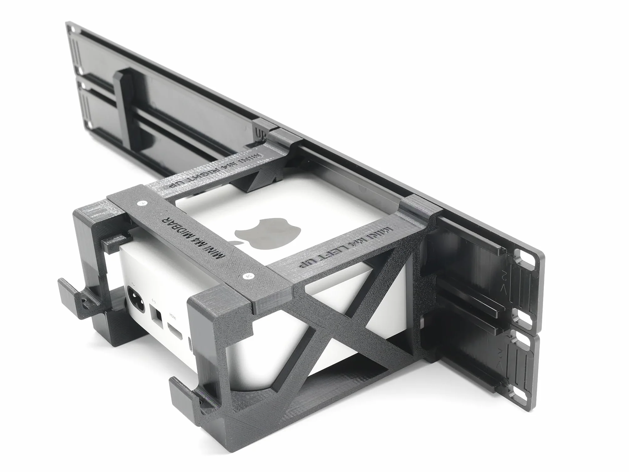 Rack Mount for 1 Apple mac Mini M4 -Remote on/off Button -1 ethernet Keyst.