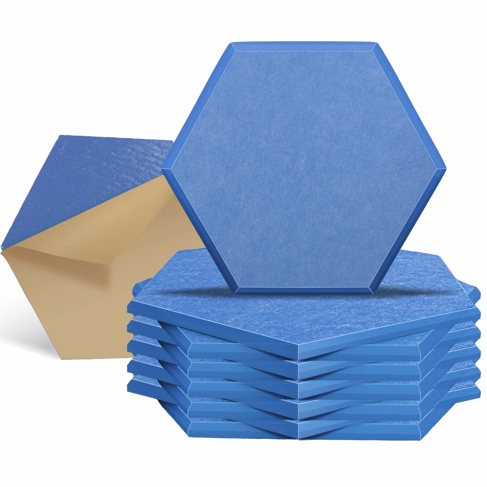 GUUSII HOME Pannelli Fonoassorbenti per Pareti 30 * 25.5 * 1cm Panneli Fonoassrobenti Adesivo Esagonali Pannello Antirumore Colorati Poliestere Materiale Acustico Porta(Azzurro cielo,M 12 pezzi)