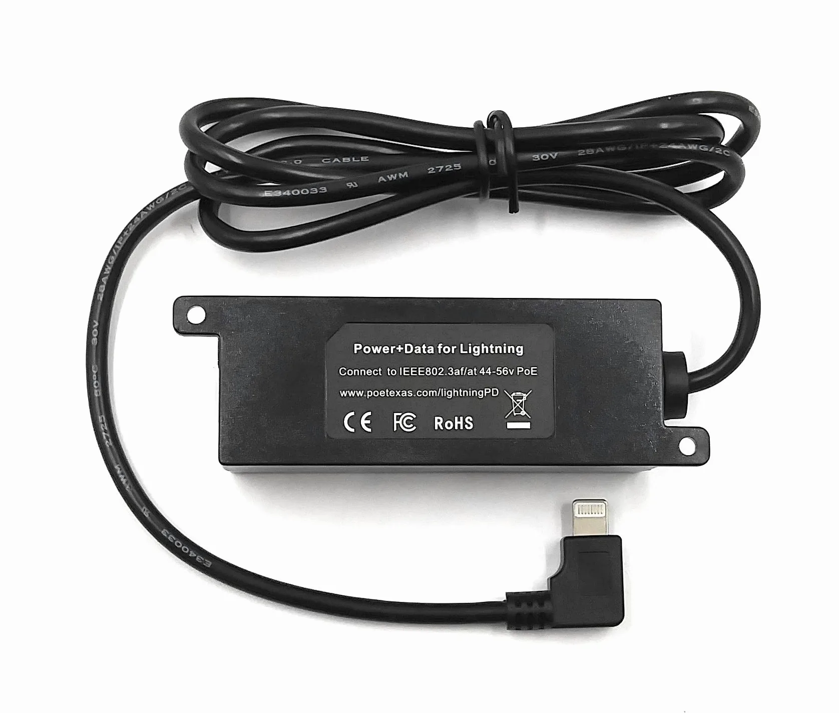 PoE Texas Adattatore da Ethernet a Lightning, alimentazione e dati da 12 W