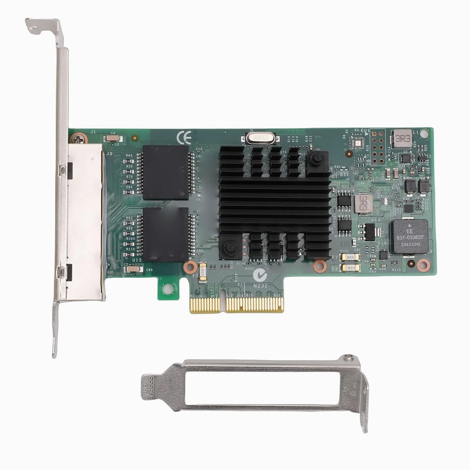 Cryfokt Scheda di Rete Gigabit PCIe a 4 Porte Chipset 82580 Adattatore Ethernet Quad RJ45 con Staffa a Basso Profilo Scheda di Rete Server per PC Desktop Industriali e Workstation