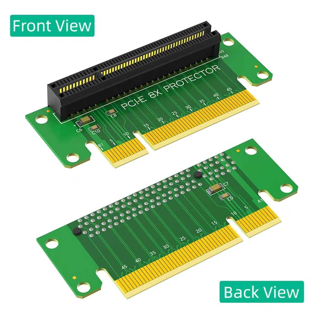 WLGQ PCIE X8 Protector Riser Card, PCI-E PCI Express 90 gradi maschio a femmina adattatore, confezione da 2