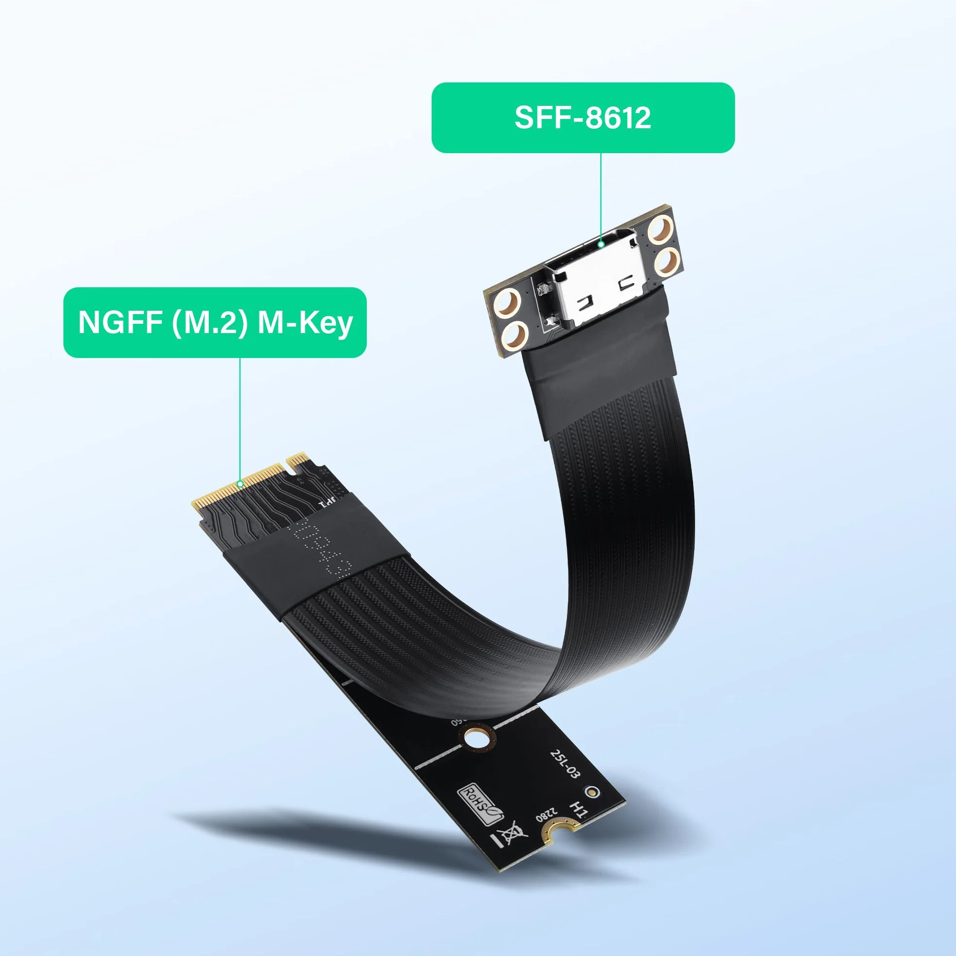 SinLoon Cavo host M.2 M-Key PCI-E4.0 2280 NGFF a Oculink SFF-8612, 20 cm, supporto per SSD esterno Oculink, eGPU