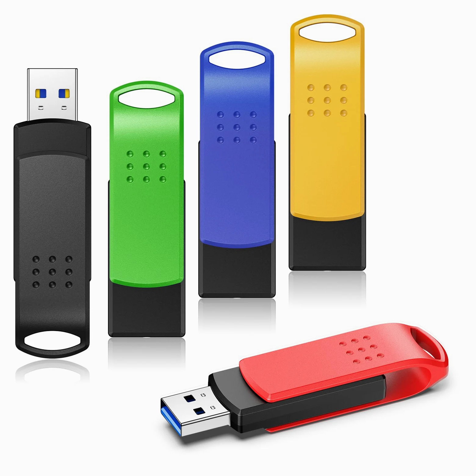 KOOTION Chiavetta USB 64 GB USB 3.0 5 Pezzi Pennetta USB 64GB Piccolo e Leggero Pen Drive 5 Pack Chiavetta 64GB 3.0 Nero Set Penne 64GB Con indicatore LED Para Ordenador/TV/Coche/Player, ect