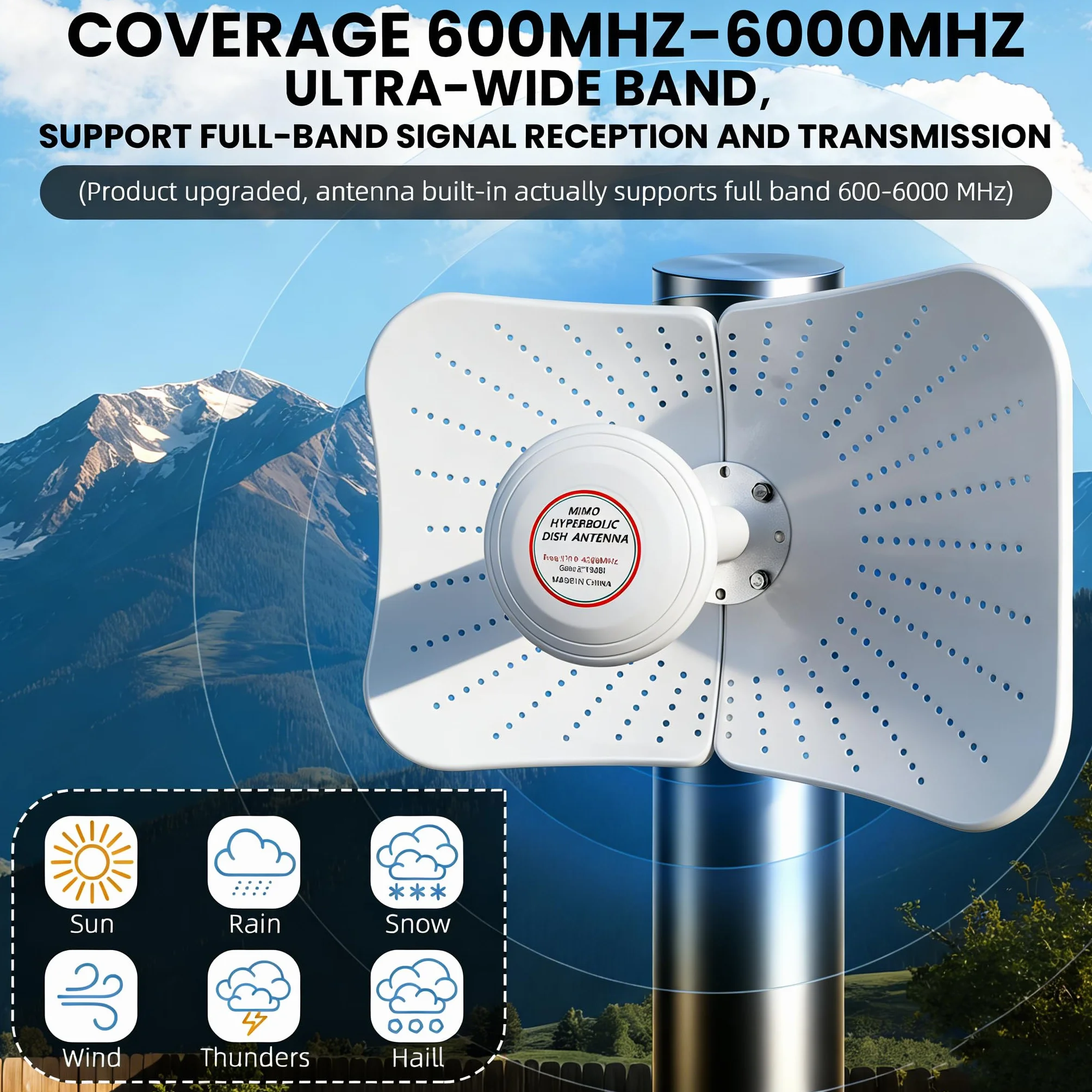 Antenna 4G LTE 5G per esterno, antenna direzionale MIMO | 600-6000 MHz | fino a 22 dB | 2 x 10 m, rinforzo compatibile router esterno 2 x TS9