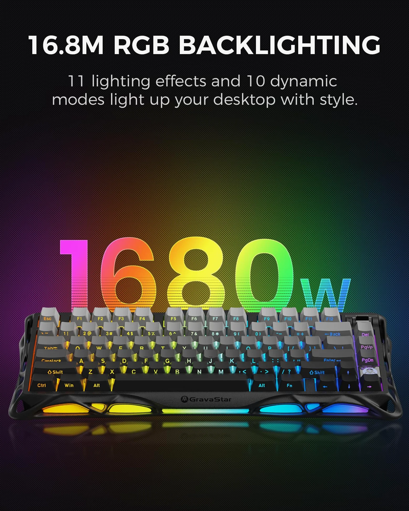 GravaStar per Dad Mercury K1 75% Tastiera da gioco meccanica senza fili, design esoscheletro in lega di alluminio, guarnizione tastiera personalizzata presa hot-swap (Nero sfumato)