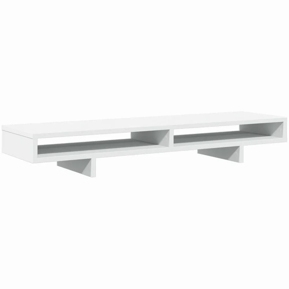 Generico Supporto per Monitor Bianco 100x27x15 cm Legno Massello di Pino,Dispositivi elettronici,Accessori per dispositivi elettronici,Accessori per Computer,Rialzi e Supporti per computer-854751