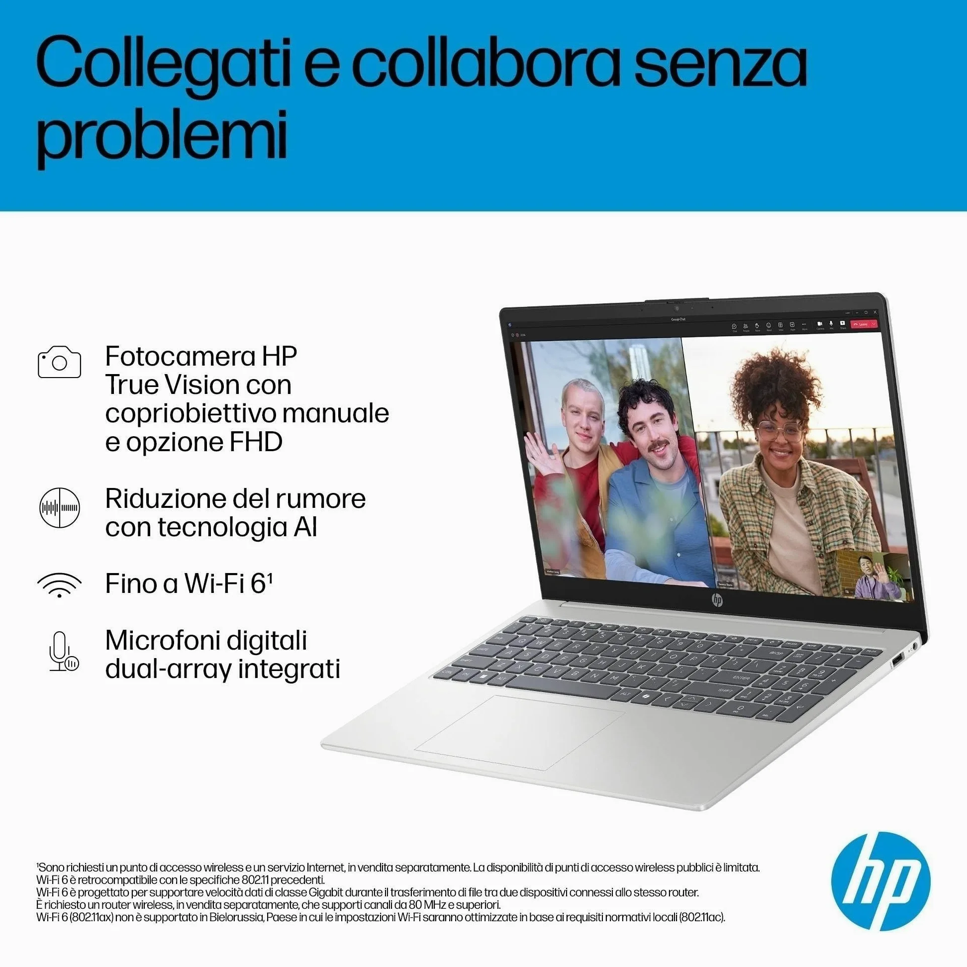 HP Laptop 15-fd2005sl, PC Portatile 15", Display FHD, Notebook, (Intel Core Ultra 5 225U, RAM 24GB, SSD 1TB, Windows 11), Computer Portatile, Uso quotidiano, Tastiera Italiana, QWERTY, Argento