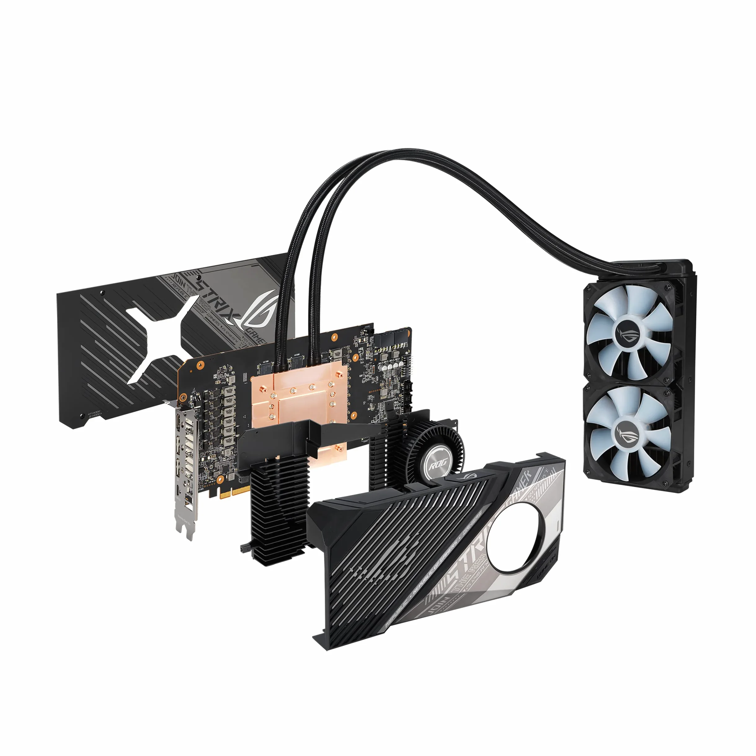 ASUS ROG Strix LC AMD Radeon RX 6800 XT OC Edition Scheda Grafica, PCIe 4.0, 16GB GDDR6, AMD RDNA 2, HDMI 2.1, DisplayPort 1.4a, Raffreddamento a Liquido, Radiatore 240mm, Tubi da 600mm, ARGB, Nero