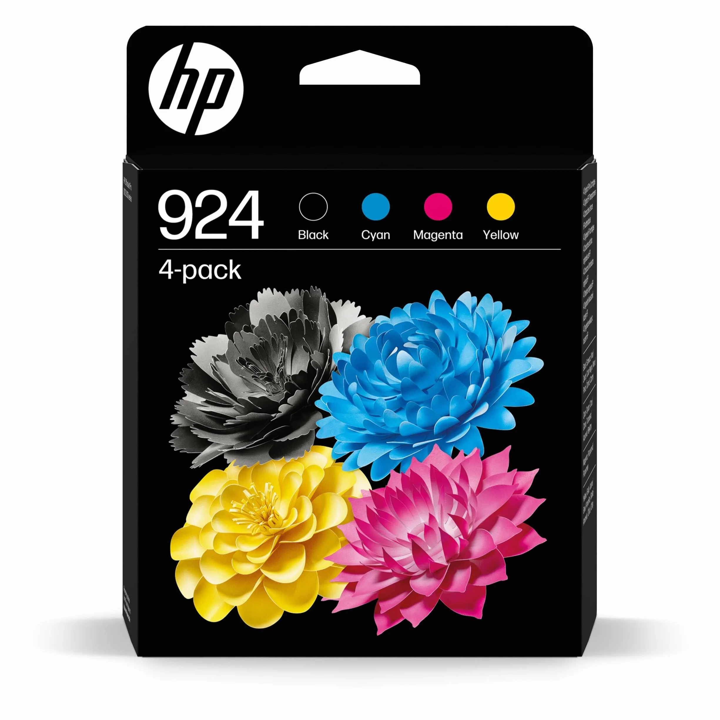 HP 924 Nero, Ciano, Giallo, Magenta, 4 Cartucce Inchiostro Originali | Compatibile con HP OfficeJet Pro Serie 8120 e 8130, 500 pagine (6C3Z1NE)