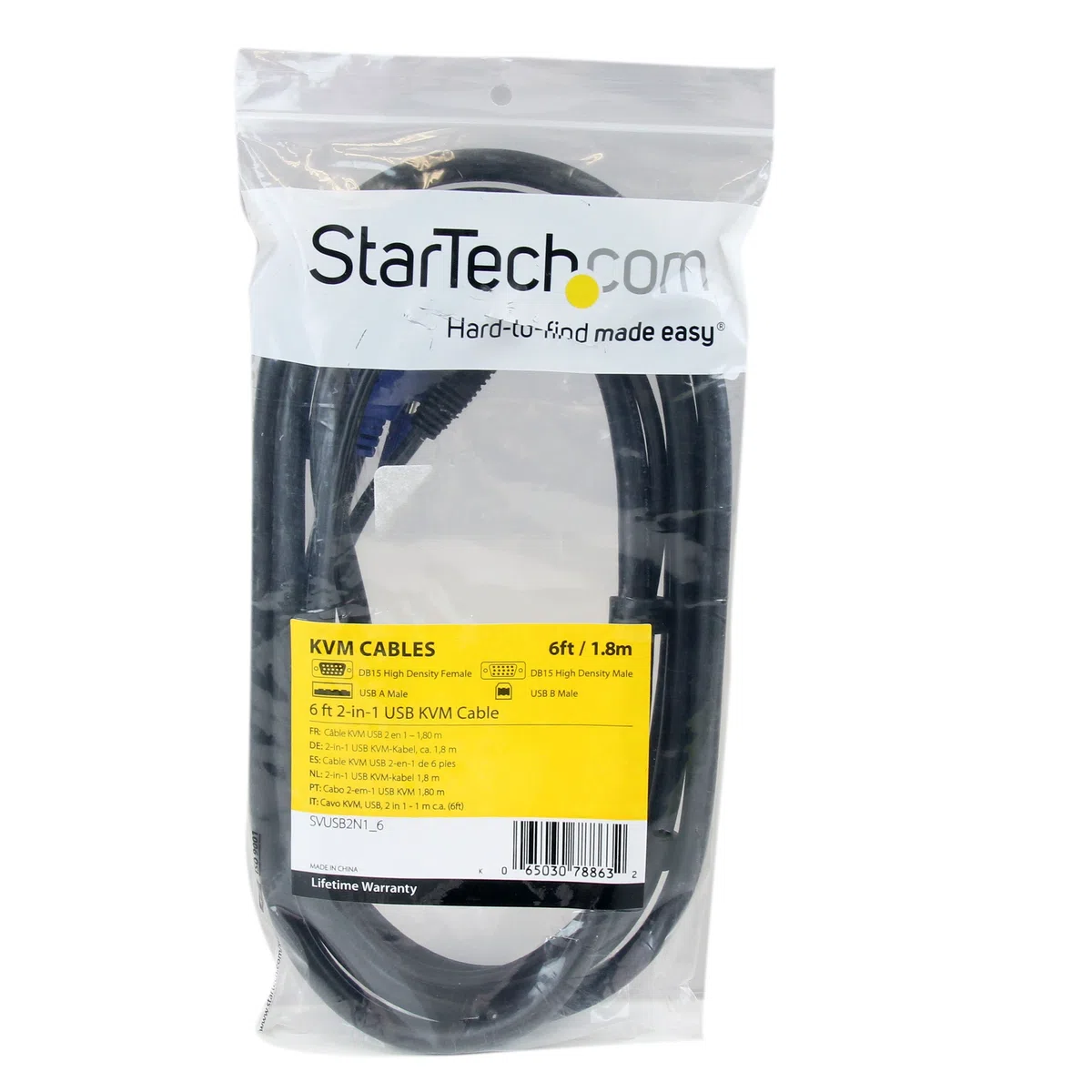 StarTech.com Cavo per commuttatore KVM 2 in 1 VGA e USB, Cavo Switch KVM per USB e VGA da 1.8m