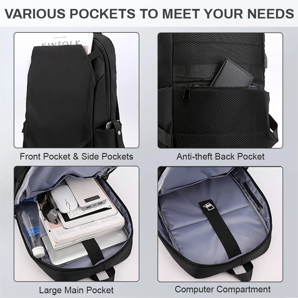 Aucuu Zaino Porta PC, 14" Uomo Laptop Borsa per PC Portatile, Zaino Laptop con Tasche Multiple, Zaini Impermeabile da Uomo, per Scuola, Lavoro, Viaggio