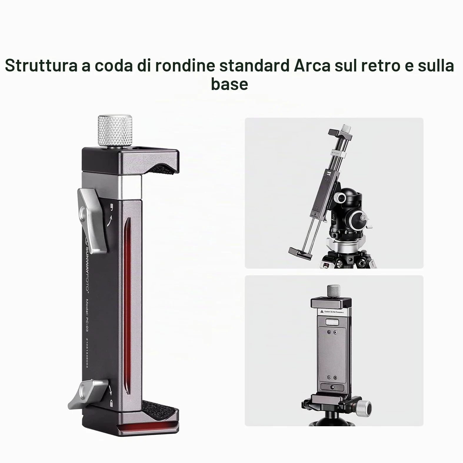 SUNWAYFOTO PC-03 Tablet Laptop Mount Smart Phone Staffa Treppiede Staffa Accessori per Ipad Pro Supporto Arca Swiss Stand Universale