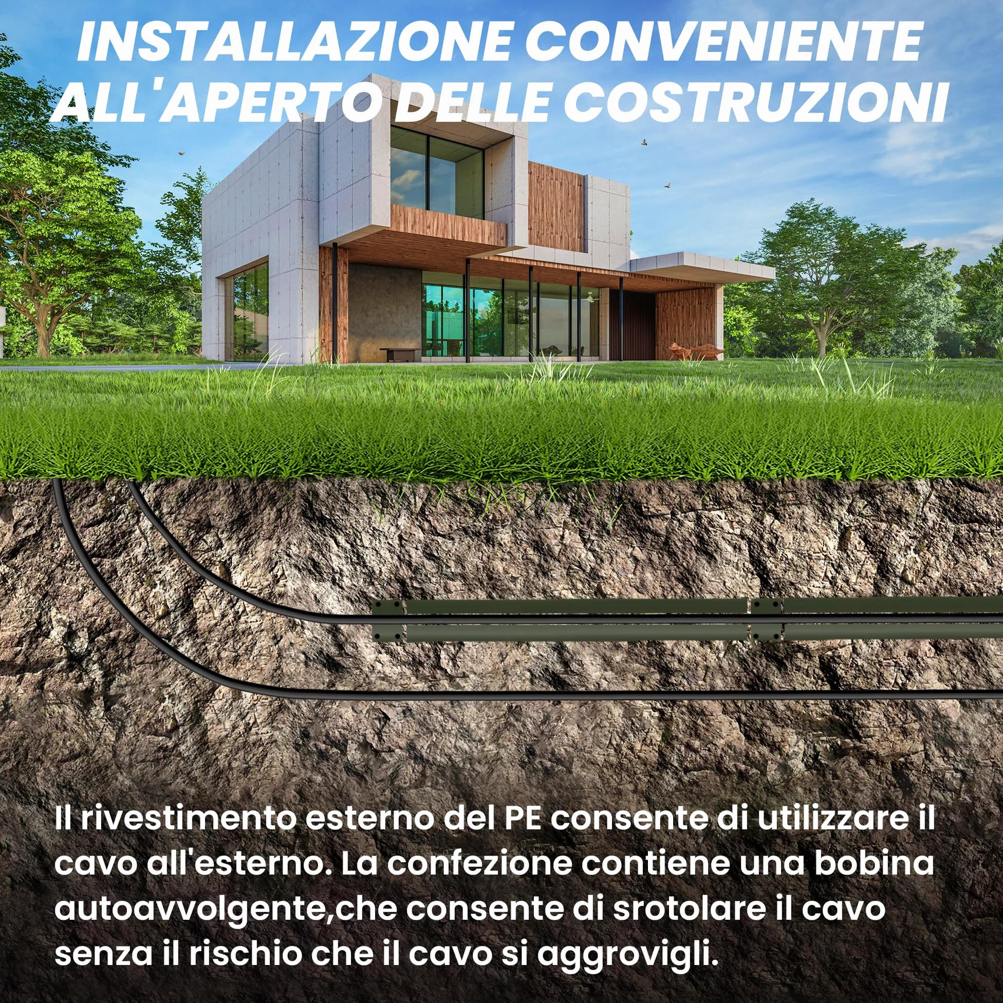 EXTRALINK Cavo Ethernet Esterno 305m CAT5e LAN F/UTP Schermato – 100% Rame Puro, Compatibile PoE, Guaina PE Resistente ai Raggi UV, Impermeabile e Durevole per Esterni
