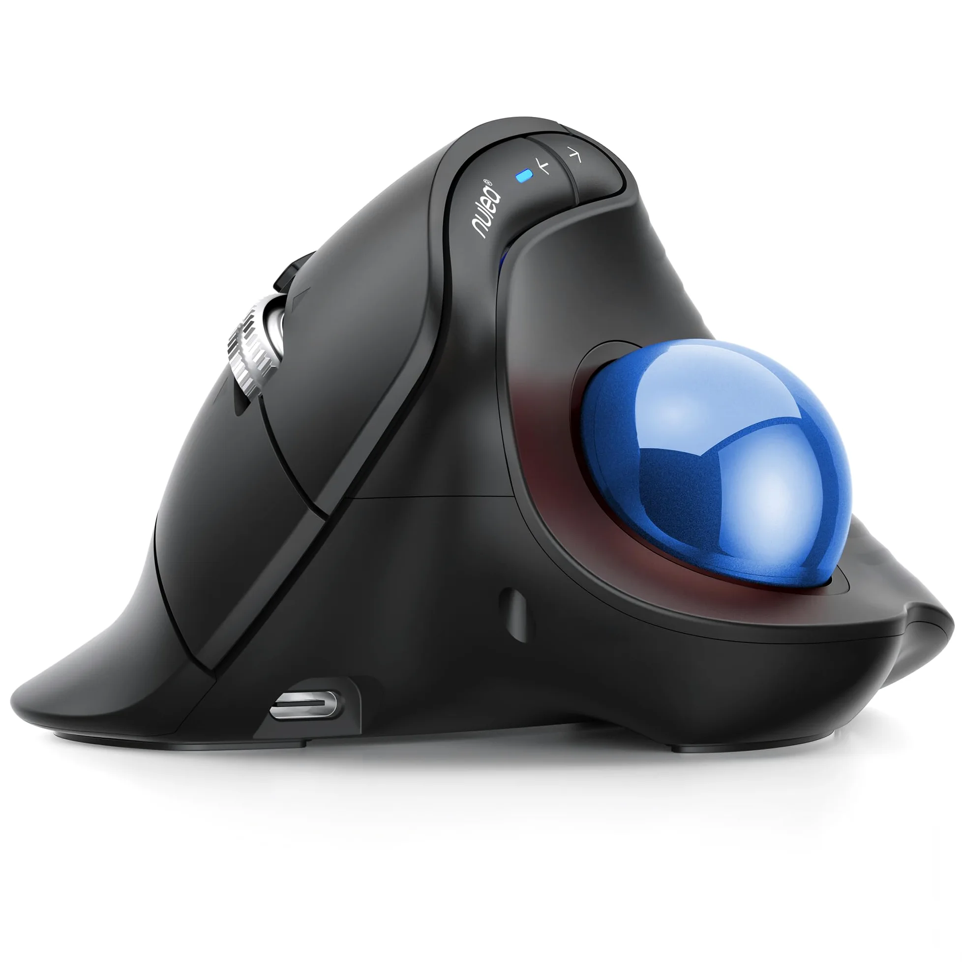 Nulea M514 Mouse Trackball Verticale, Ergonomico Wireless a Controllo Pollice con Click Silenziosi, Connessione a 3 Dispositivi (Bluetooth & Ricevitore USB), Ricaricabile per PC/Mac/Laptop/Tablet,blu