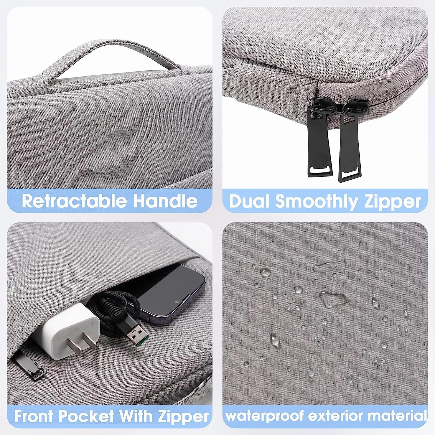 Custodia per laptop Borsa impermeabile for laptop da 15,6 pollici di grande capacità for pendolari Custodia protettiva for tablet PC(Nero)