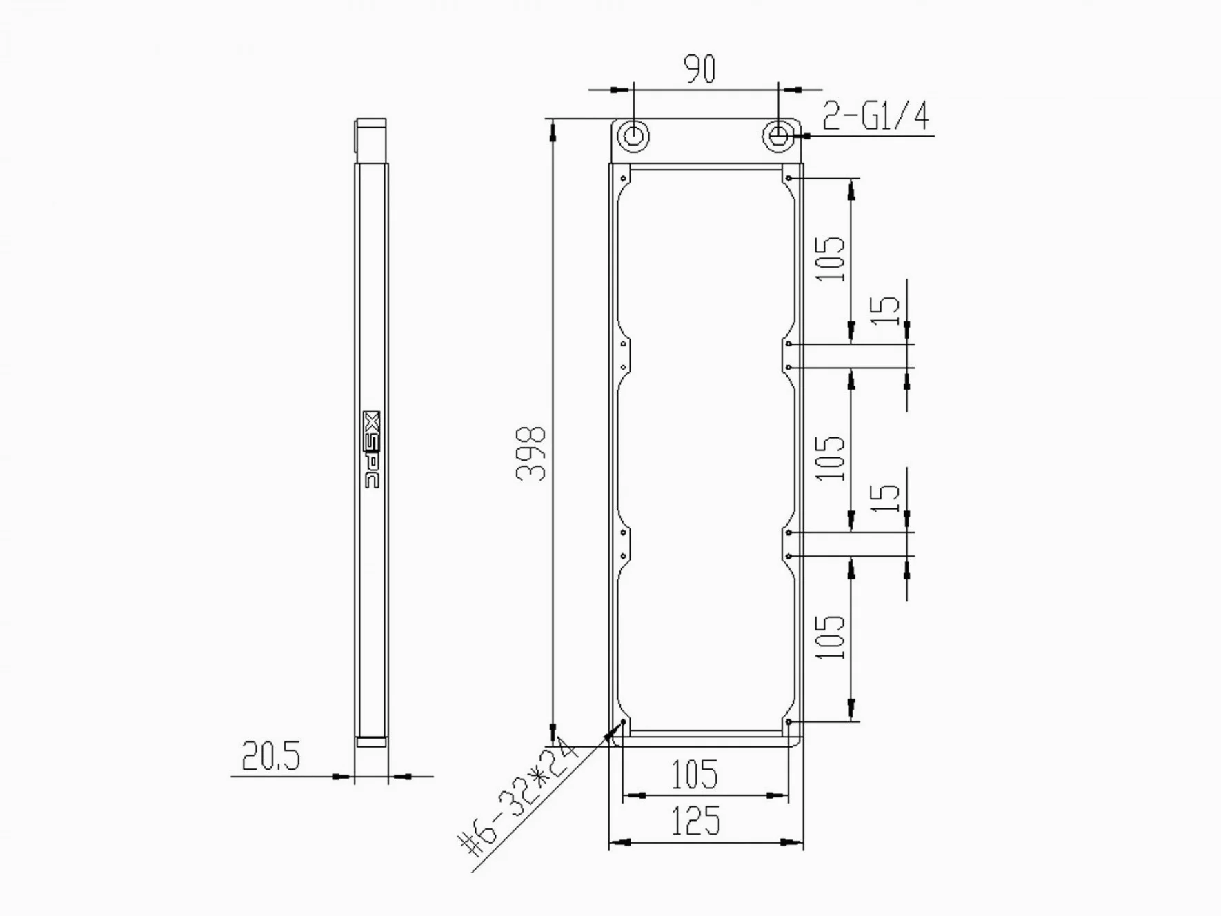 XSPC compatible TX360 Ultrathin Radiator - 360mm, schwarz