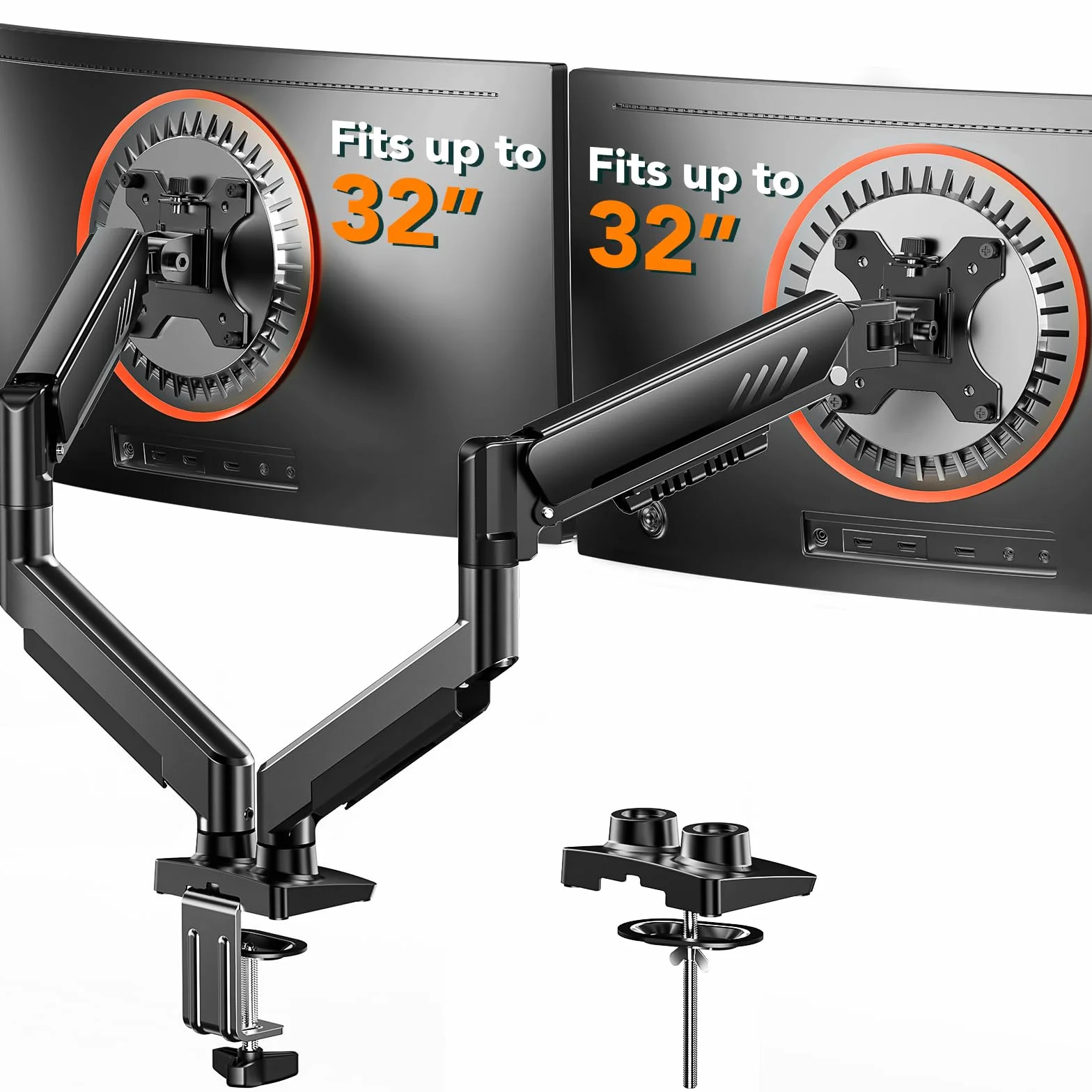 ErGear Braccio Monitor, Braccio Monitor Doppio Regolabile per Schermi 13-32″, Supporto Monitor Scrivania Computer a Installazione Rapida con VESA, Carico Massimo 9 kg, VESA Max 100x100mm