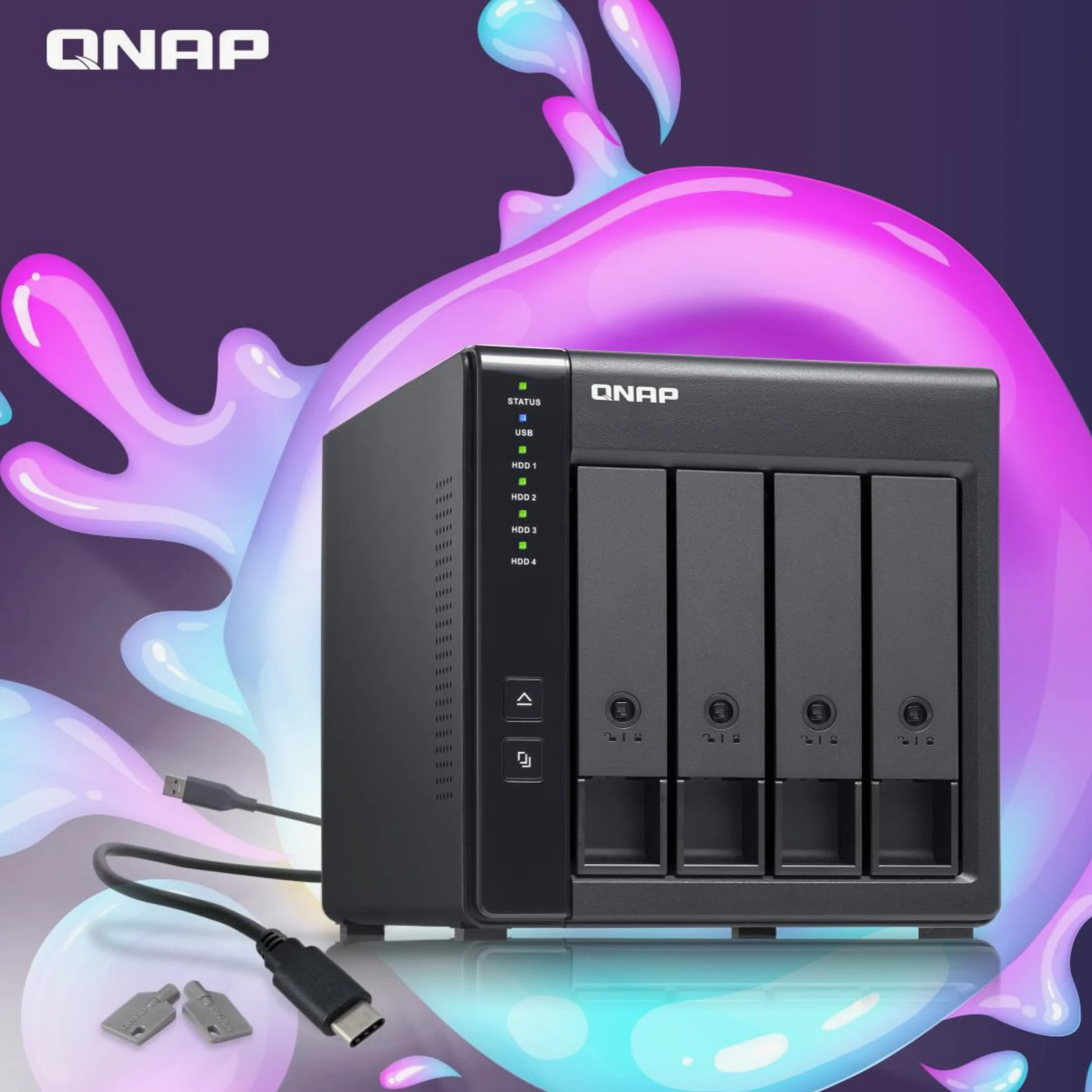 QNAP TR-004 Storage diretto (DAS) USB Type-C a 4 alloggiamenti con RAID hardware (senza disco)