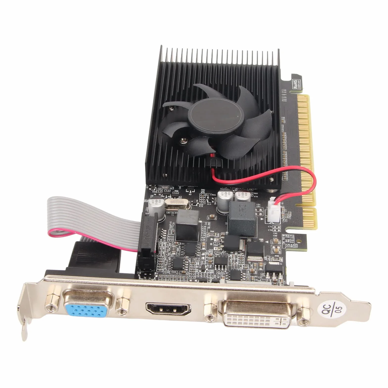 VBESTLIFE Scheda Grafica GT210, Scheda Video Desktop 1G DDR3 64 Bit 589 MHz, Interfaccia Multimediale HD, VGA, DVI, PCIE 2.0 X16, DirectX 10.1