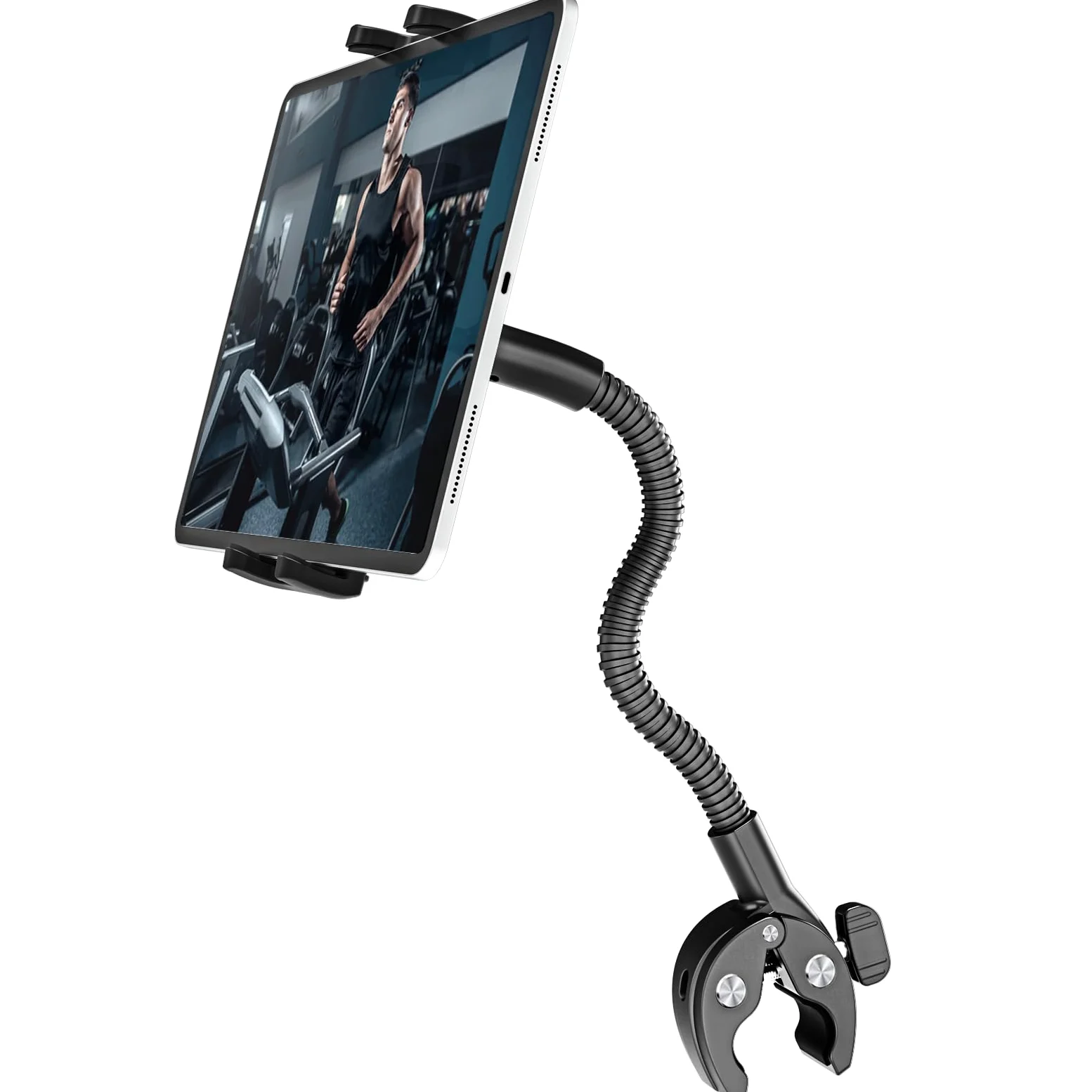 Tapis Roulant Cyclette Spin Bike Supporto - [Metallo a Collo Oca], Supporto Tablet Moto, Porta Bicicletta per iPad 2024 iPad Mini Air, 4.7-12.9" Tablet Cellulari