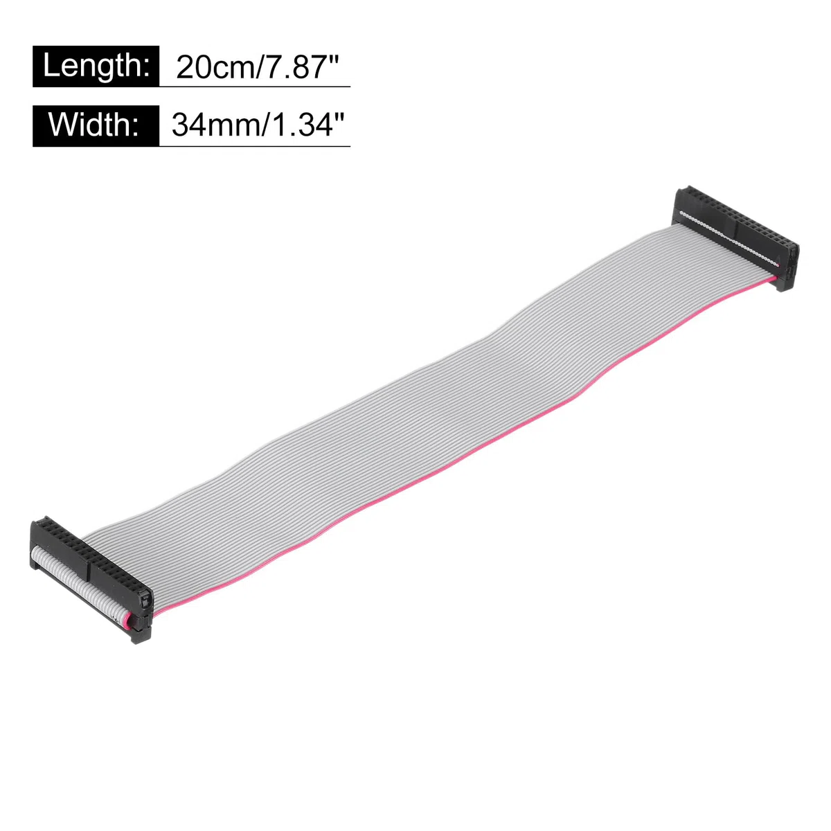 QUARKZMAN Cavo a Nastro Piatto Idc 34Pin, Passo 2.0mm, connettore Fc a Fc, Lunghezza 20cm, Filo Grigio per Computer, display Led, Dvd, confezione da 5 Pezzi