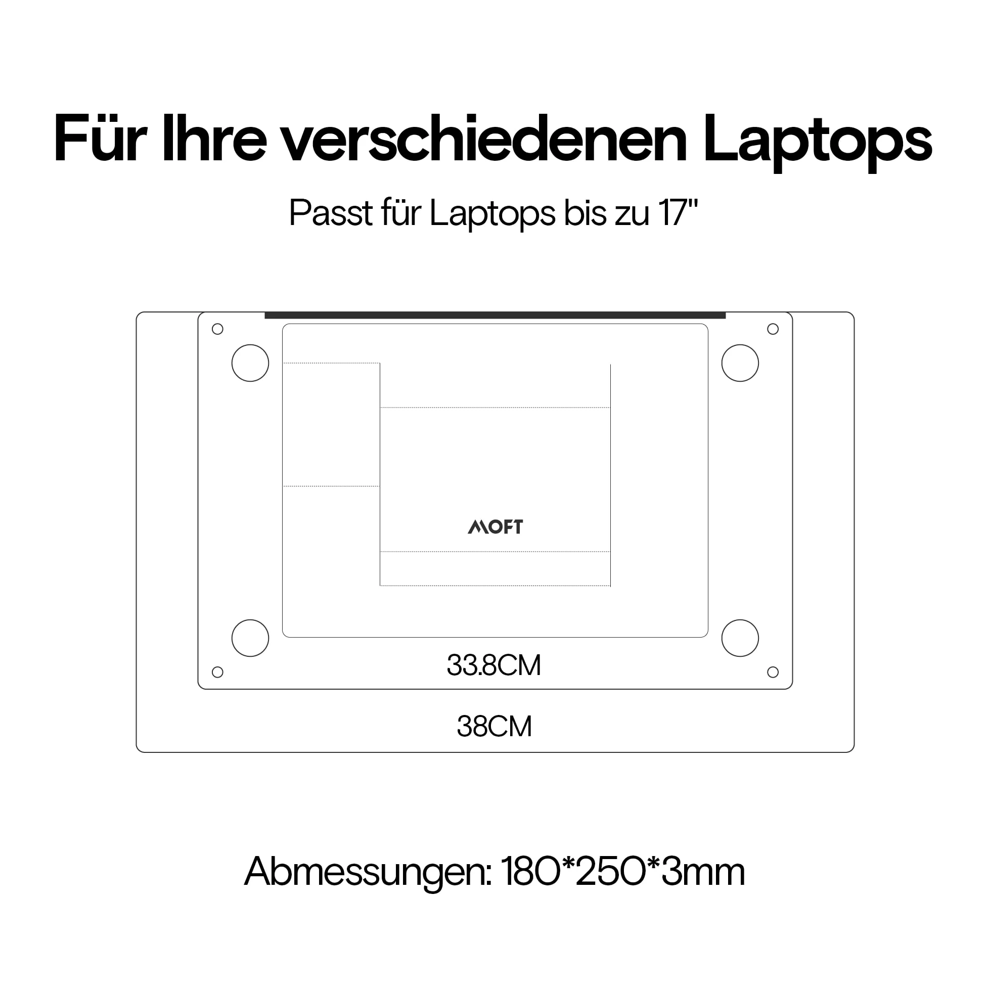 MOFT Supporto invisibile per laptop, supporto per laptop leggero e non adesivo a 2 altezze, adatto a tutti i laptop fino a 17"