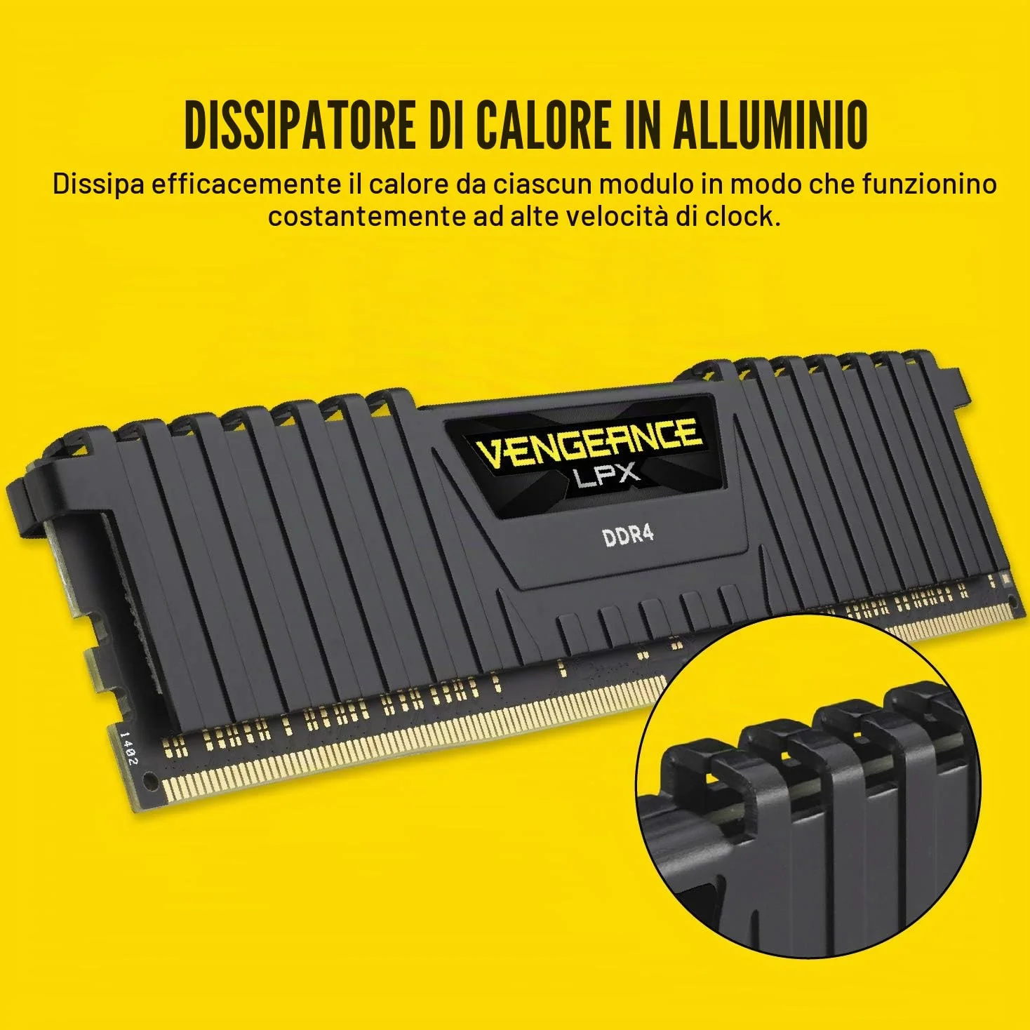 Corsair Vengeance LPX 8GB DDR4-2400 Memorie per Desktop a Elevate Prestazioni, 8 GB (1 X 8 GB), DDR4, 2400 MHz, C16 XMP 2.0, Nero