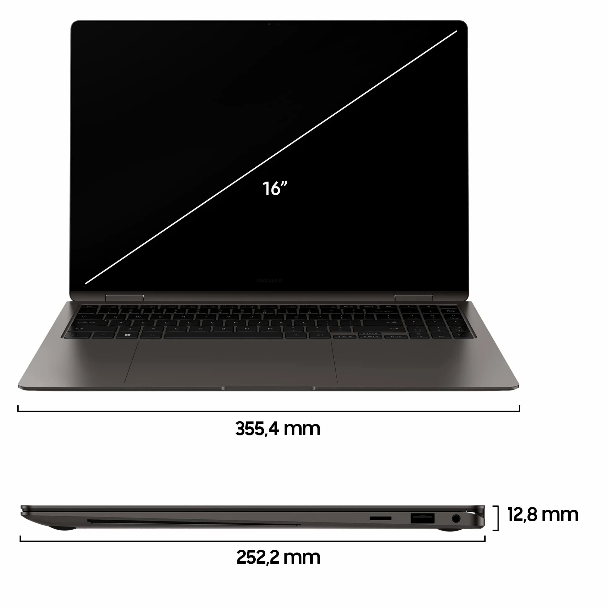 Samsung Galaxy Book3 Pro 360 Laptop, 16" Dynamic AMOLED 2X touch, S Pen, Intel EVO, Intel Core i7-1360P 13th gen, 16GB RAM, 512GB SSD, Windows 11 Home, Graphite