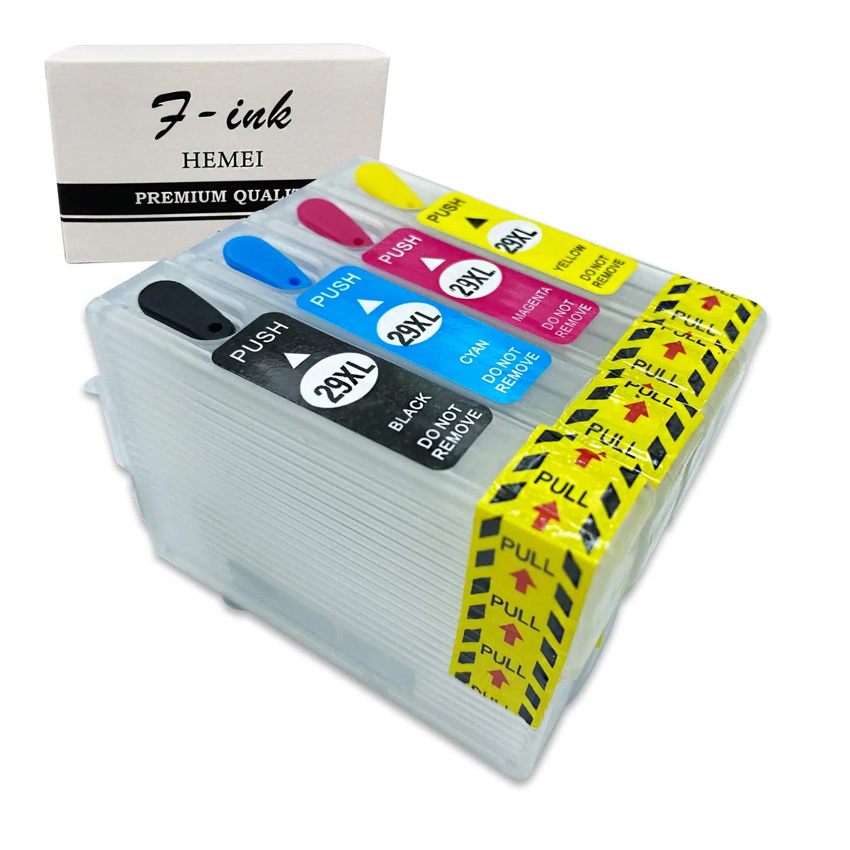 F-INK - Cartucce d'inchiostro ricaricabili vuote compatibili con Epson 29 o 29XL, 4 colori T2991 nero T2992 ciano T2993 magenta T2994 giallo