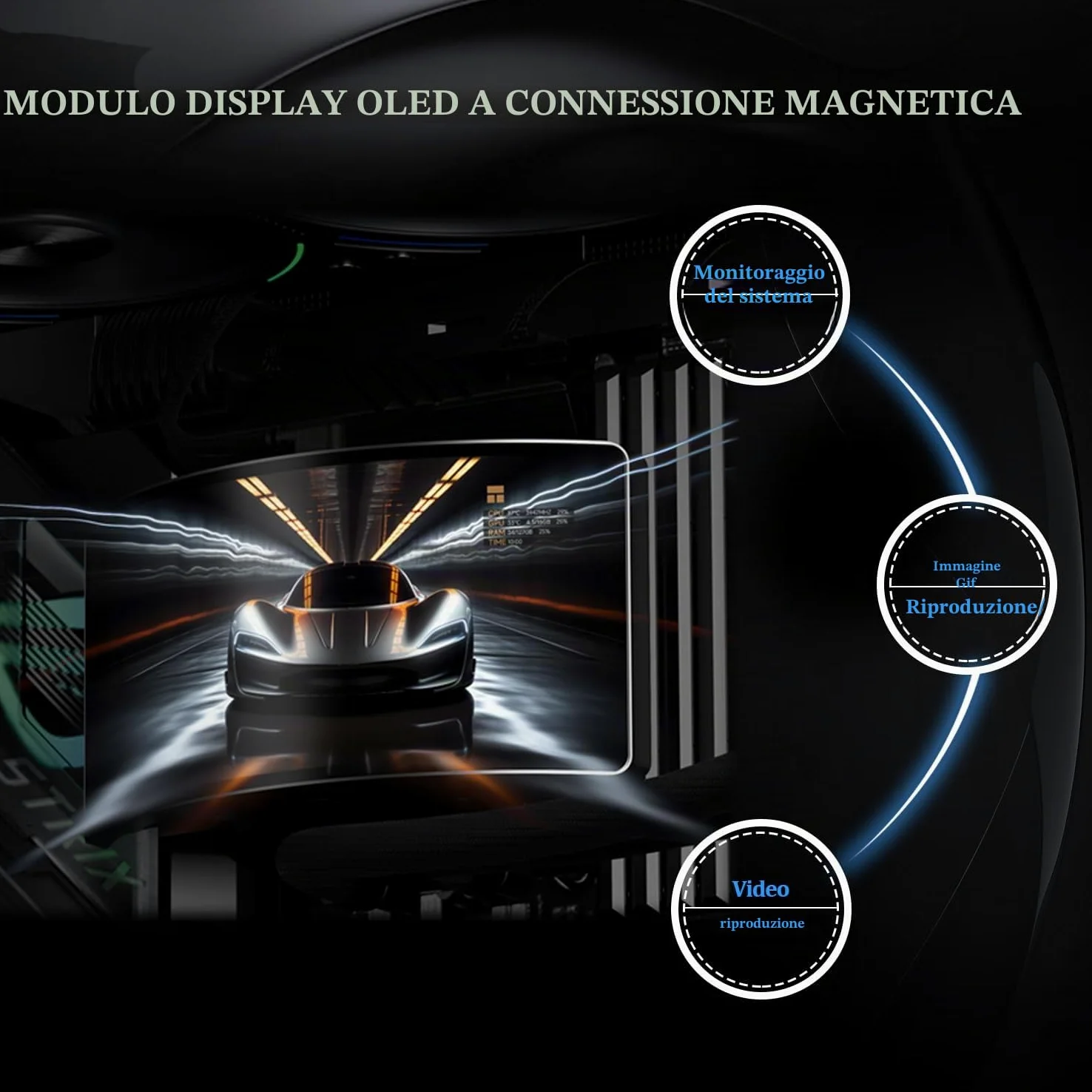 Thermalright Rainbow Vision 360 TURBO ARGB Nero Radiatore Liquido CPU, per AM5/Intel LGA1851/1700, 6,67 pollici Ventosa Magnetica Curva Schermo con Risoluzione 2400 x 1080