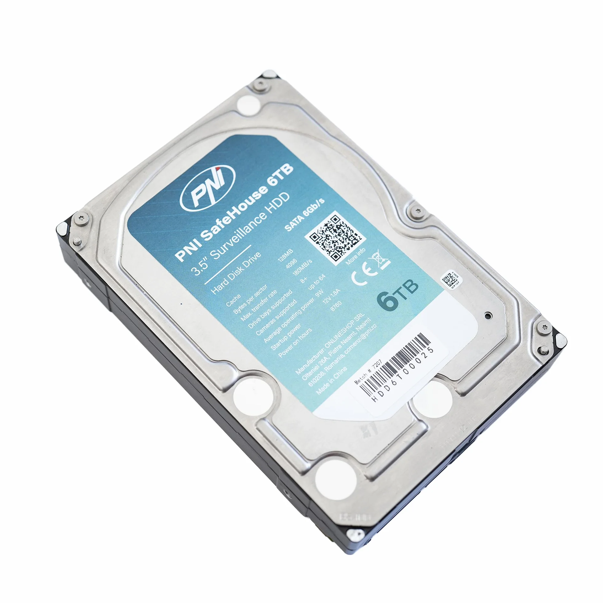 Hard Disk interno PNI SafeHouse 6TB 3,5" HDD, CCTV, 128MB, SATA III, 7200 RPM per sistemi di sorveglianza