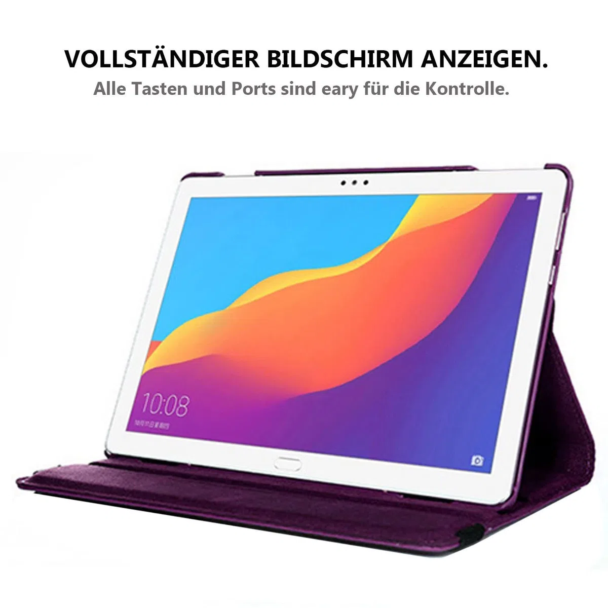 Custodia per Huawei MediaPad T3 10 Tablet 9.6 inch (AGS-W09 AGS-L09 AGS-L03) - Rotazione di 360 gradi Custodia protettiva completa per supporto,Con Penna Stilo, Pellicola Per Schermo (Purple)