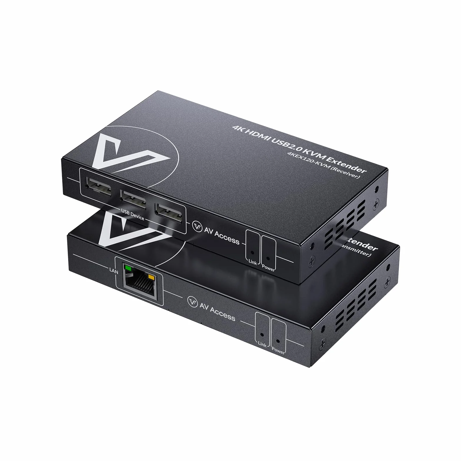 AV Access 4K HDMI KVM Extender 120m/394ft Ethernet Over Cat5e/6, 1080P@120Hz, 3 Porte USB 2.0, Zero-Latency, Plug and Play, KVM Webcam Extender per Gaming, Data Centers & Classrooms