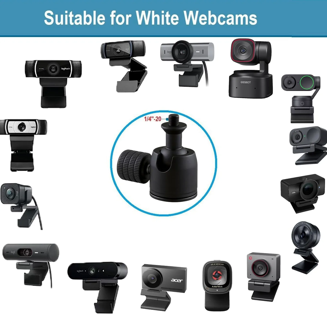 Supporto da tavolo per webcam Logitech MX Brio 4K, Brio 4K, Brio 500, C920s, C920