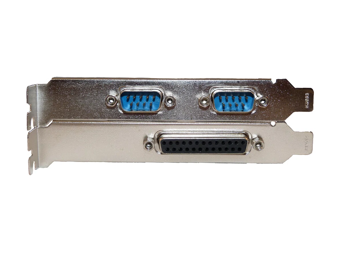 Scheda controller PCI-Express x1 (PCI-E - PCIe) 2 porte Serie RS232, Prese DB9 maschio + 1 porta parallela tipo DB25 - Chipset MOSCHIP MCS9901 - equere High e Low Profile - by COMPUTER District