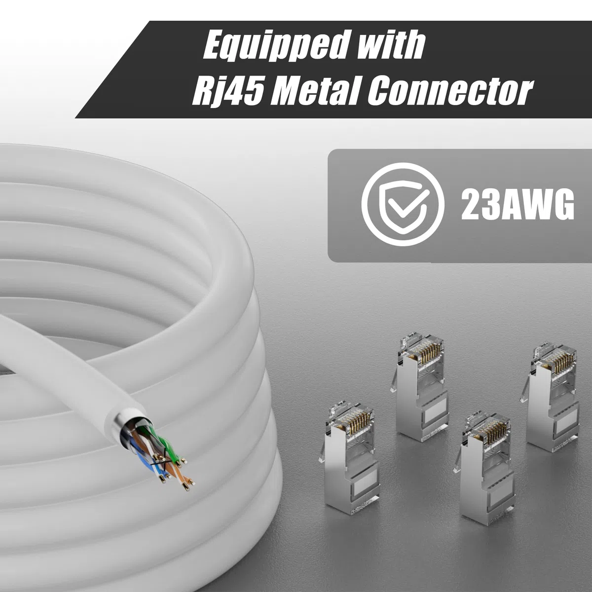 MEIPEK Cavo Ethernet 15 Metri, Bobina Cat 6 Cavo Lan 15mt Lungo per Esterno Resistente alle Intemperie Cavo di Rete FTP 23 AWG Schermato Gigabit Anti-jamming Cavo Internet Bianco