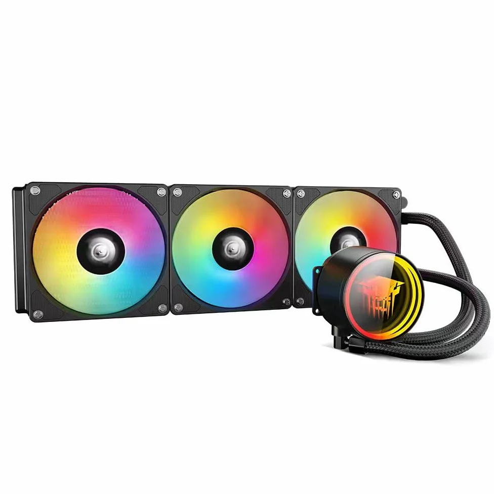 TZMRIT TK1 Coloured Light Aio Water Cooling CPU Cooler 800-1800RPM PWM Fan for LGA115X/1200/1700/1366/2011/2066, for FM2/FM2+/AM3+/AM4/AM5 (360BK)