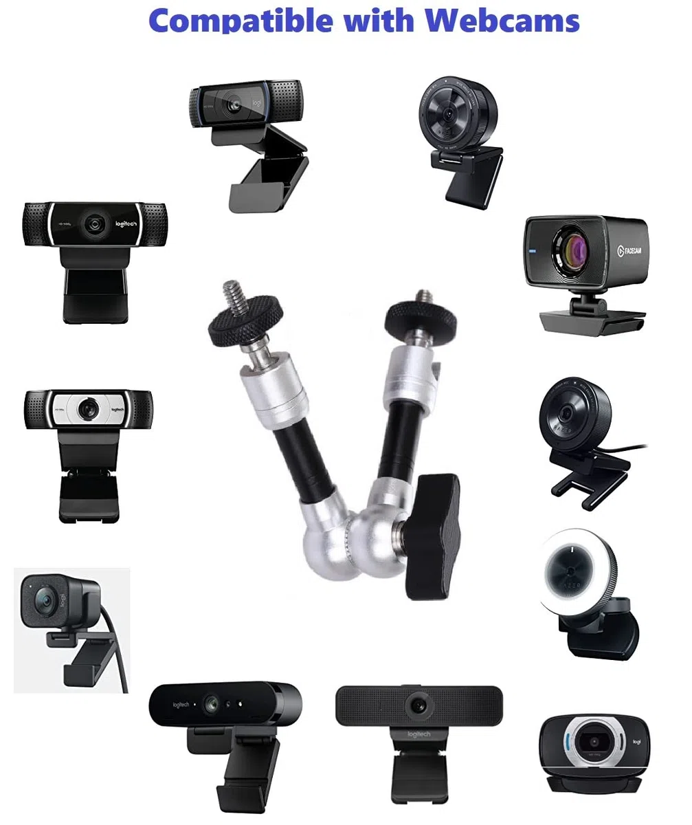 Supporto magnetico per webcam, braccio magico da 18 cm con supporto magnetico a ventosa compatibile con webcam Logitech C920s StreamCam Brio C925e C922x C930e C930 C920 C615