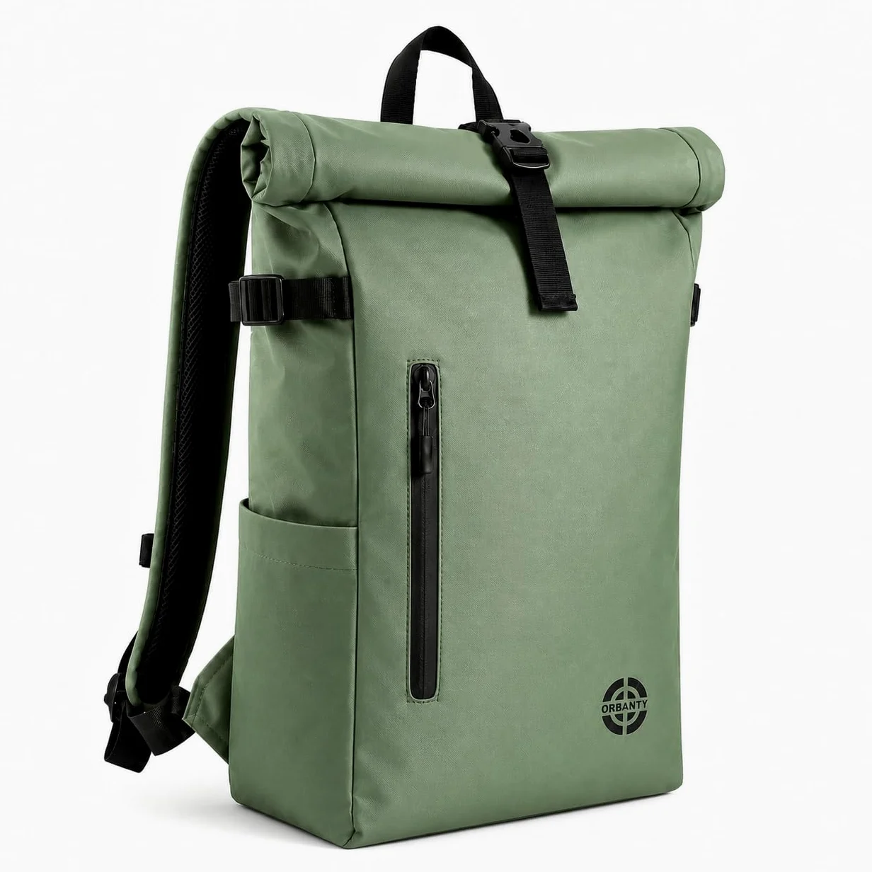 Zaino arrotolabile, impermeabile, espandibile, 20-25 l, con accesso rapido, portatile, casual, unisex, leggero, organizer, maniglia torlley, spallacci imbottiti, viaggi, lavoro, università, Verde