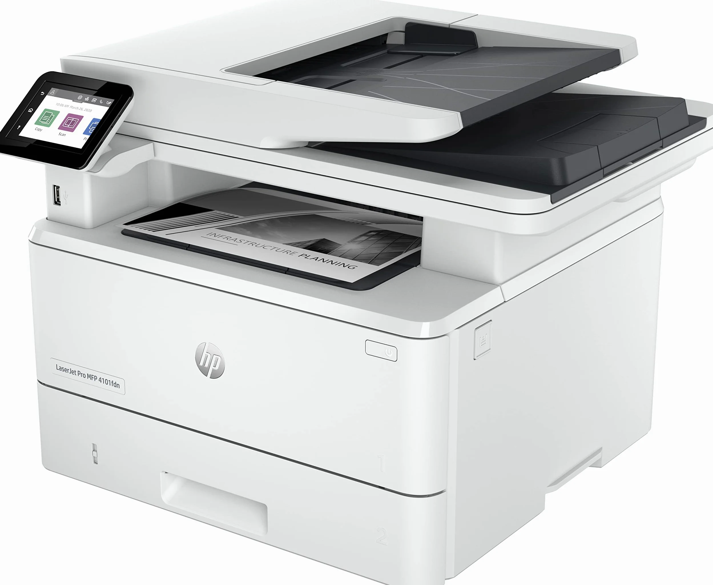 HP LaserJet Pro MFP 4102dwe 2Z622E, Stampante Multifunzione A4, Stampa Fronte e Retro Automatico in b/n, 42 ppm, USB Host, Wi-Fi, Ethernet, ADF, Smart, Bianca