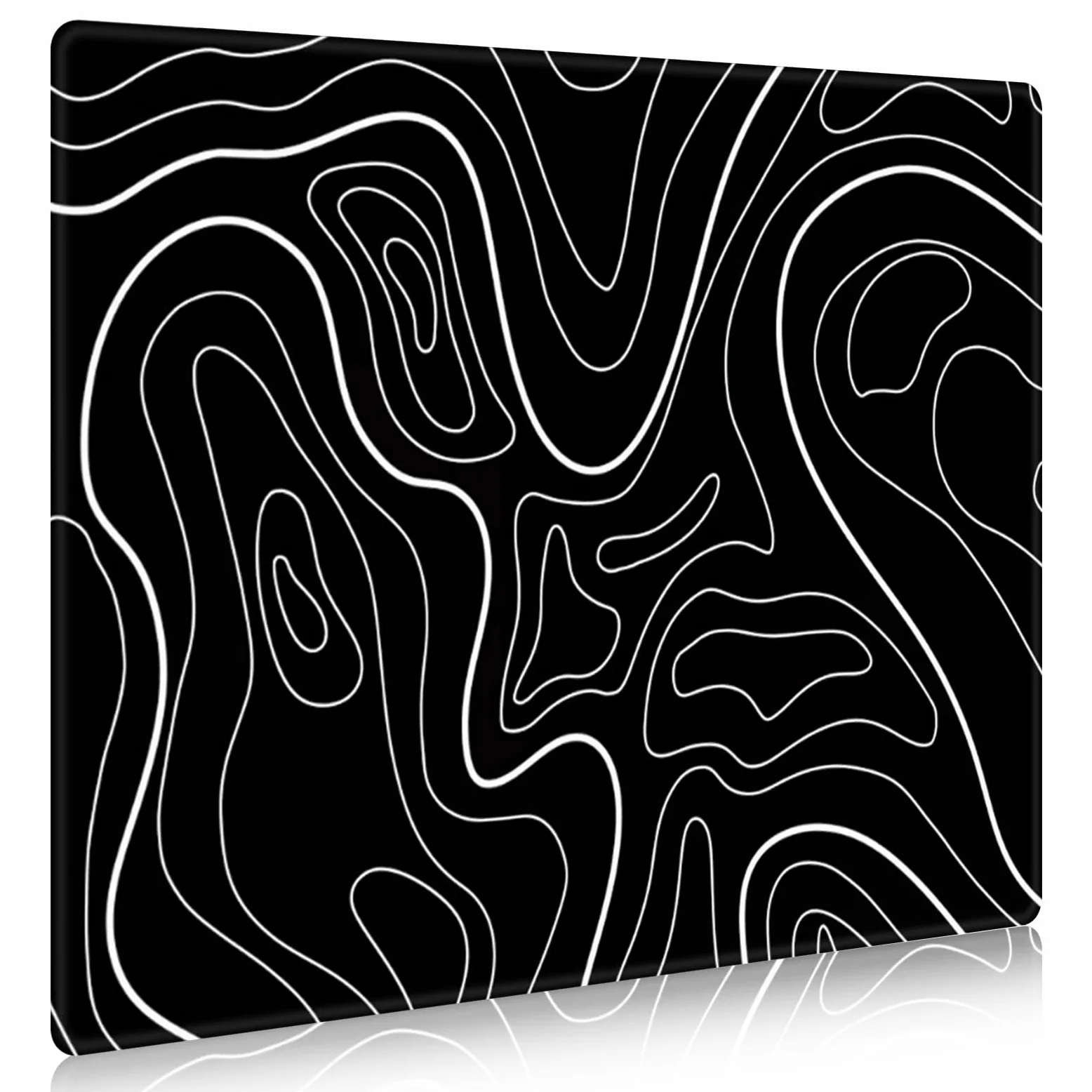 DAWNTREES Tappetino per mouse da gioco in vetro, tracciamento preciso e veloce, in vetro temperato, base in gomma antiscivolo, tappetino XL per gamer, ufficio e casa, topografico nero