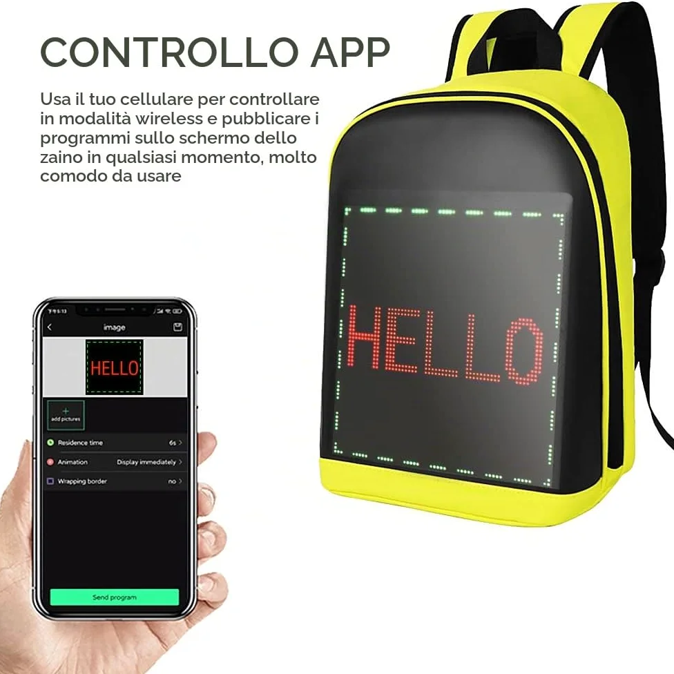 Zaino da viaggio personalizzabile con schermo a colori a LED Borsa da scuola per uomini Donne Studenti universitari