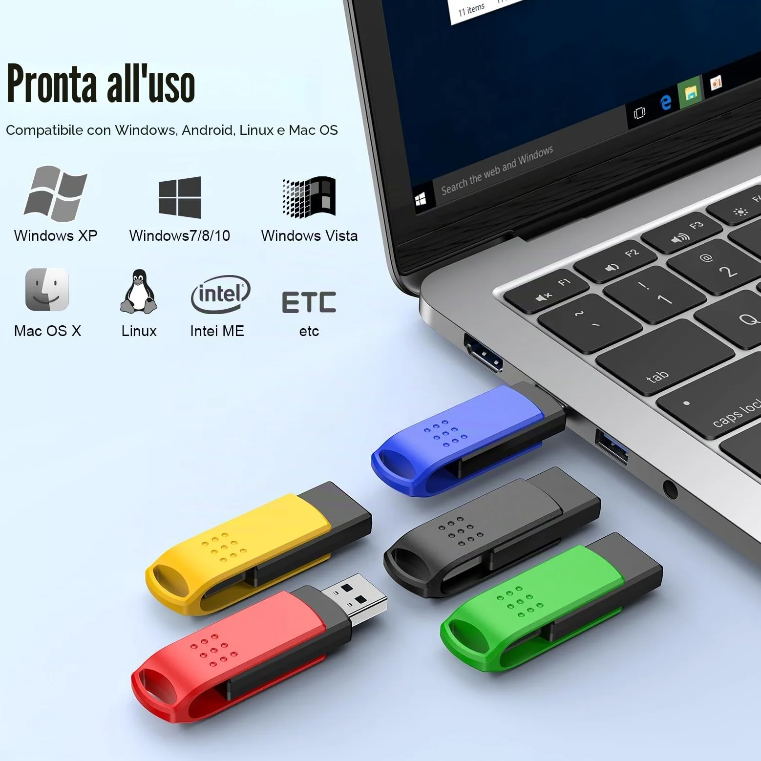 KOOTION Chiavetta USB 64 GB USB 3.0 5 Pezzi Pennetta USB 64GB Piccolo e Leggero Pen Drive 5 Pack Chiavetta 64GB 3.0 Nero Set Penne 64GB Con indicatore LED Para Ordenador/TV/Coche/Player, ect