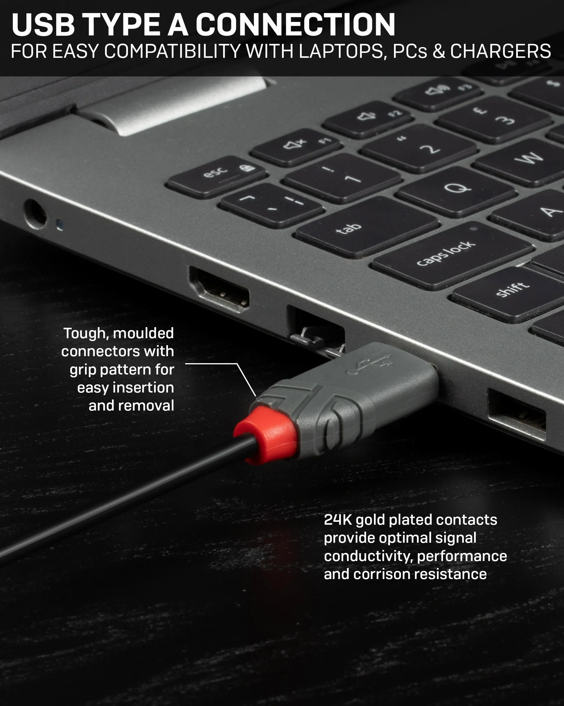 Lindy - Cavo Prolunga USB 2.0 Anthra Line 3 Metri, Connettore USB Tipo A Maschio a Femmina, velocità di Trasferimento Dati Speed Fino a 480Mbps per Tastiera, Stampante, Fotocamera, Hard Disk