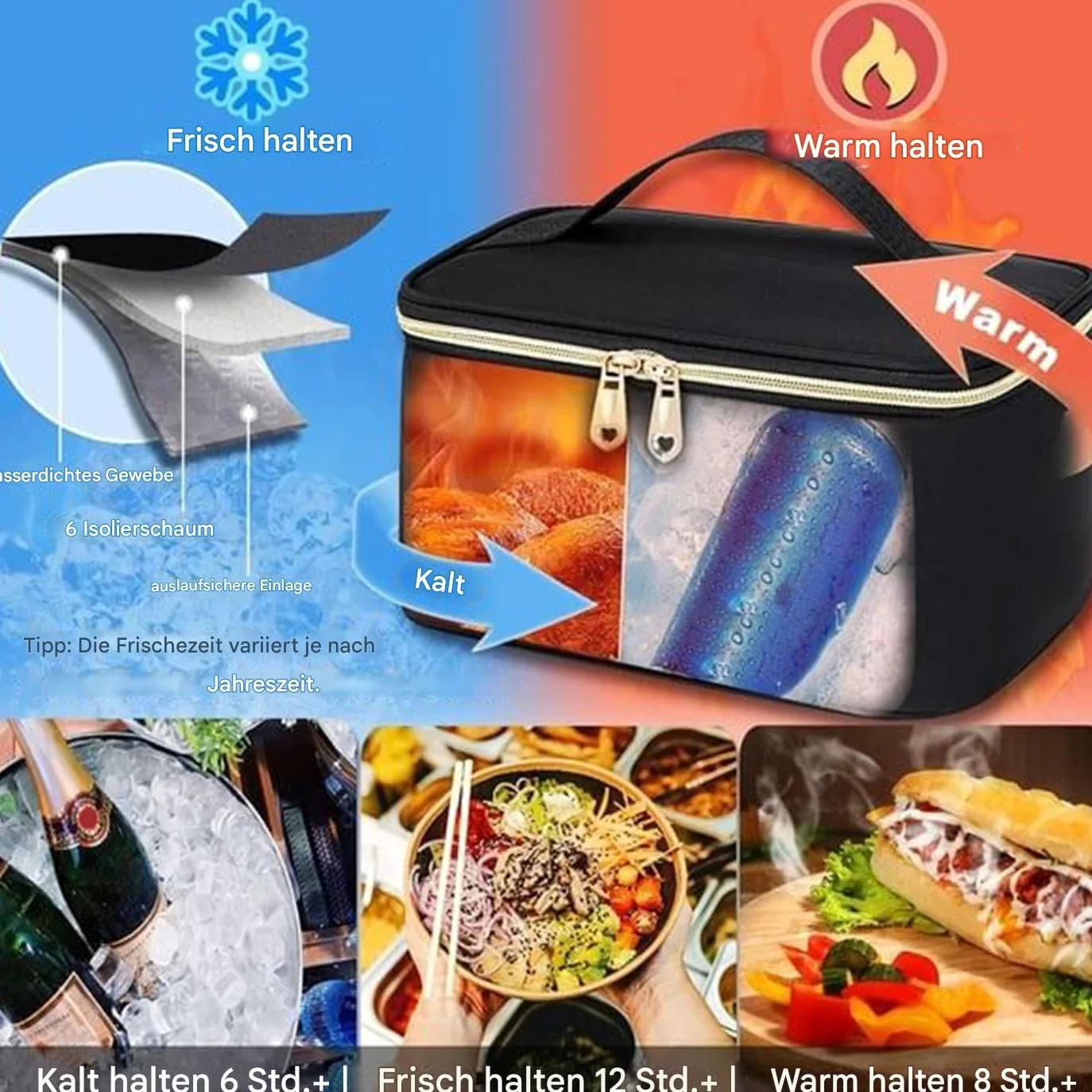 Zaino termico per pasti, alla , per laptop, organizer per alimenti per la | giornata di lavoro, borsa da viaggio per esterni, borsa termica per il pranzo
